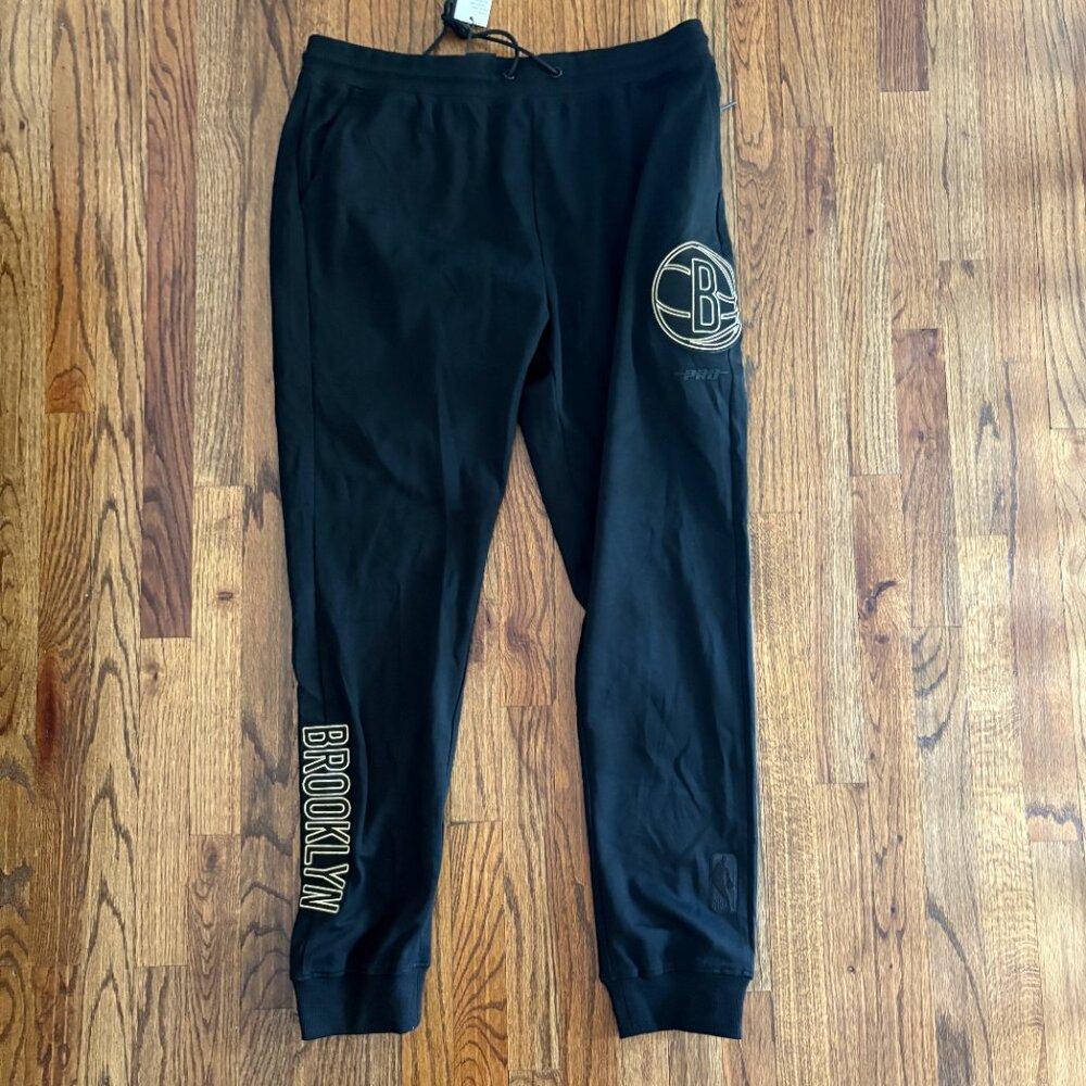 Pro Standard NBA Brooklyn Nets Joggers Black and Gold Athleisure 2XL New